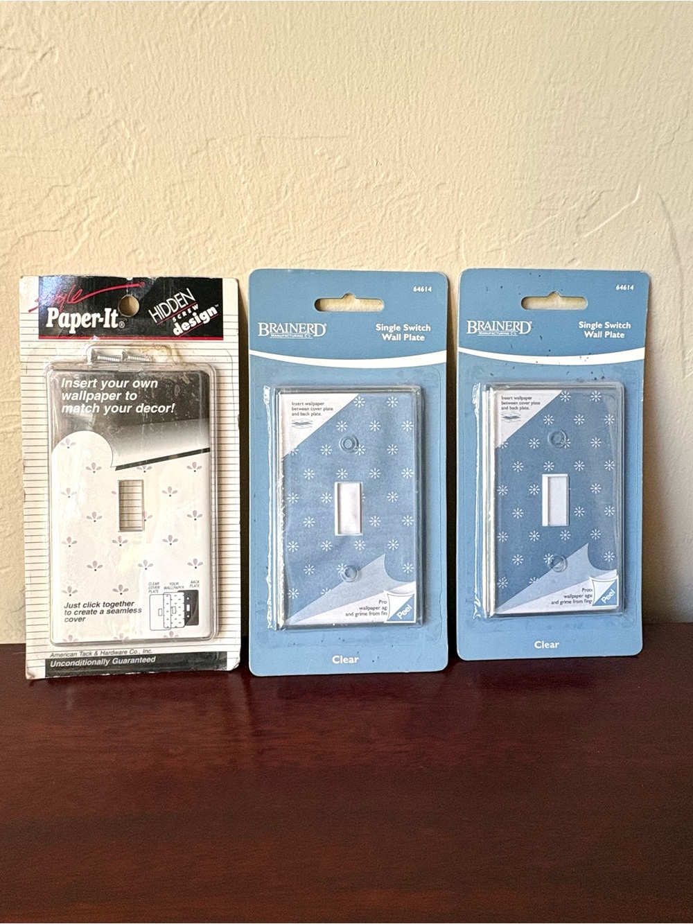 Vintage Single Switch Wall Plate Clear Lot of 3